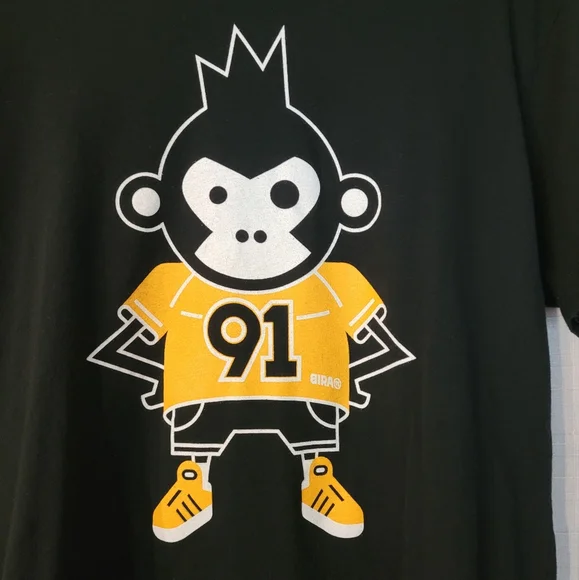 Birra Monkey #91 Soccer T-Shirt Size Small Black Yellow - Picture 4 of 4